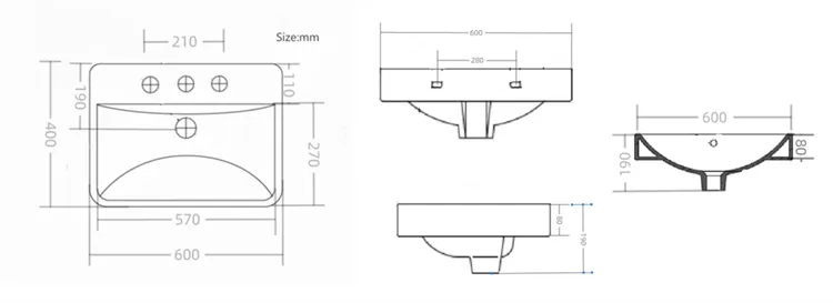 Custom Cabinet Basin Premium Rectangular Vanity Wash Sink1