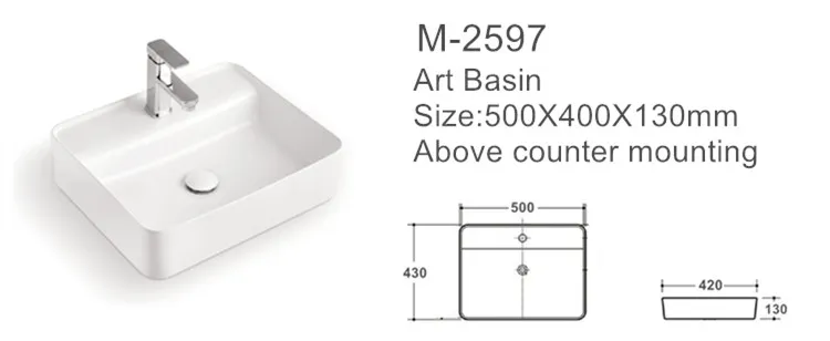 Custom Countertop Basin Modern Square Ceramic Art Sink1
