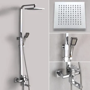 Système de douche sur mesure en acier inoxydable pour une salle de bains au design moderne