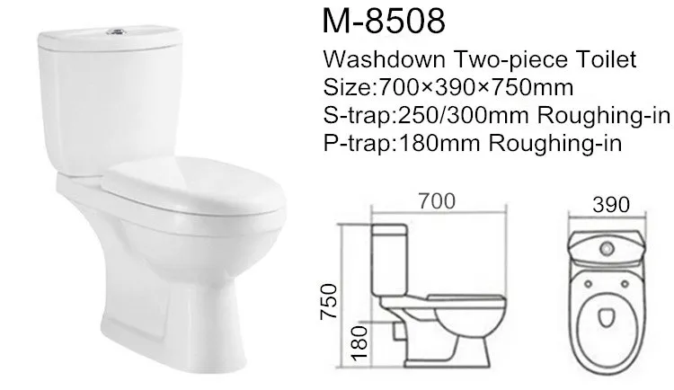 Custom Two-piece Toilet Ceramic Commode with Washdown Flushing1
