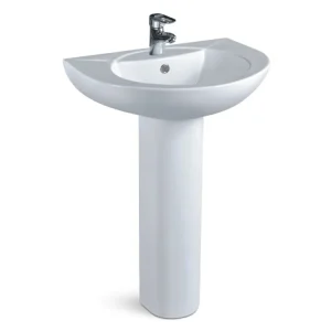 Custom White Pedestal Wash Basin Semi-Round Ceramic Sink1