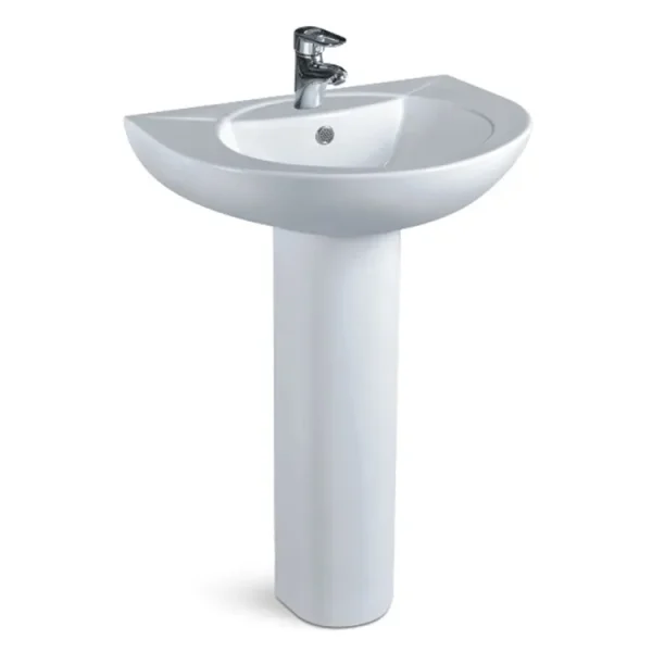 Custom White Pedestal Wash Basin Semi-Round Ceramic Sink1