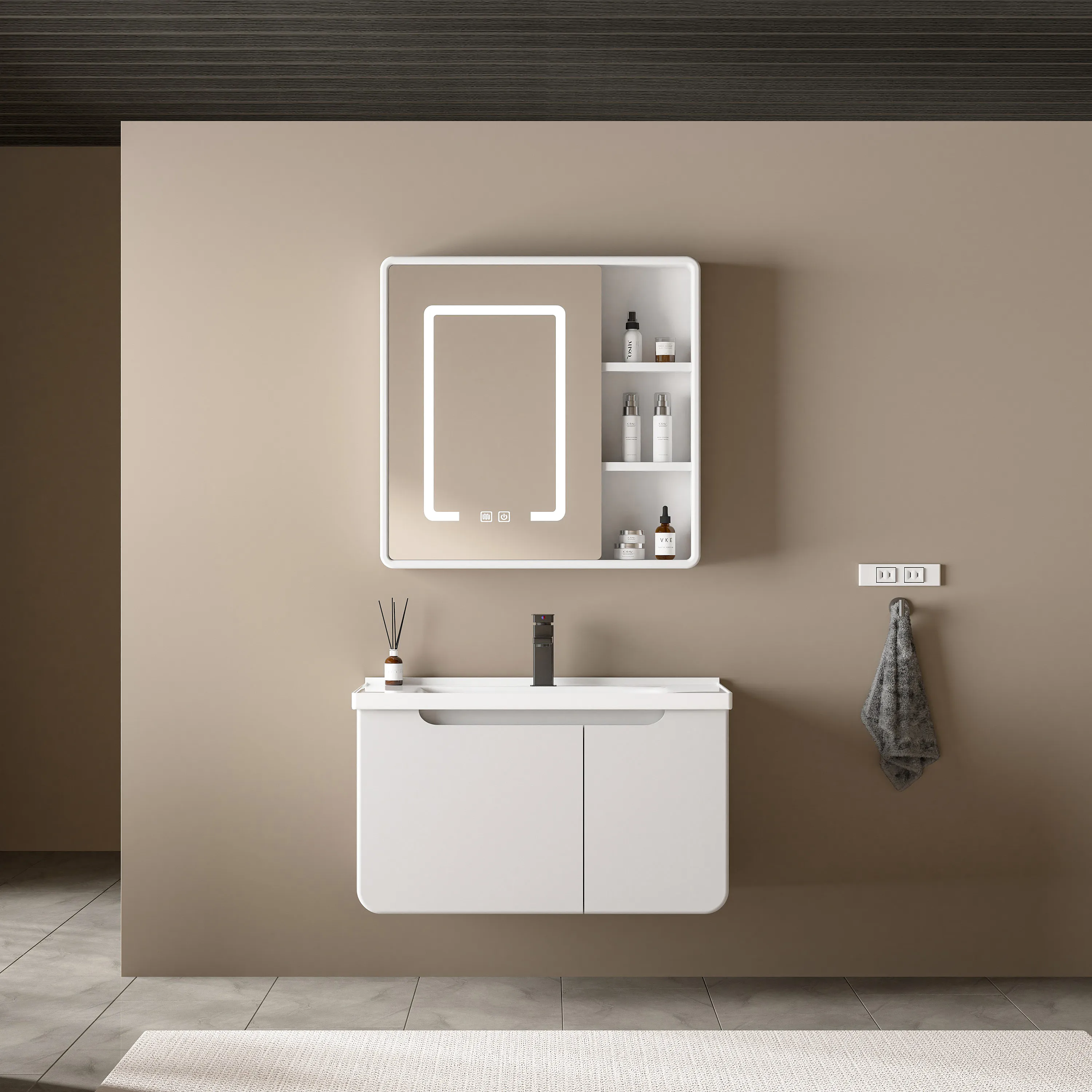 Wholesale PVC Bathroom Cabinet Waterproof Wall Mount Vanity1